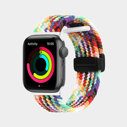 Magnetic Foldover Buckle Nylon Braid Band For Apple Watch