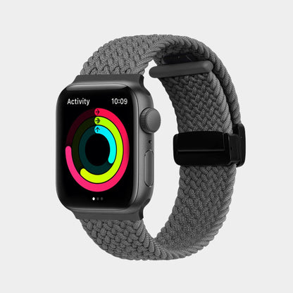 Magnetic Foldover Buckle Nylon Braid Band For Apple Watch