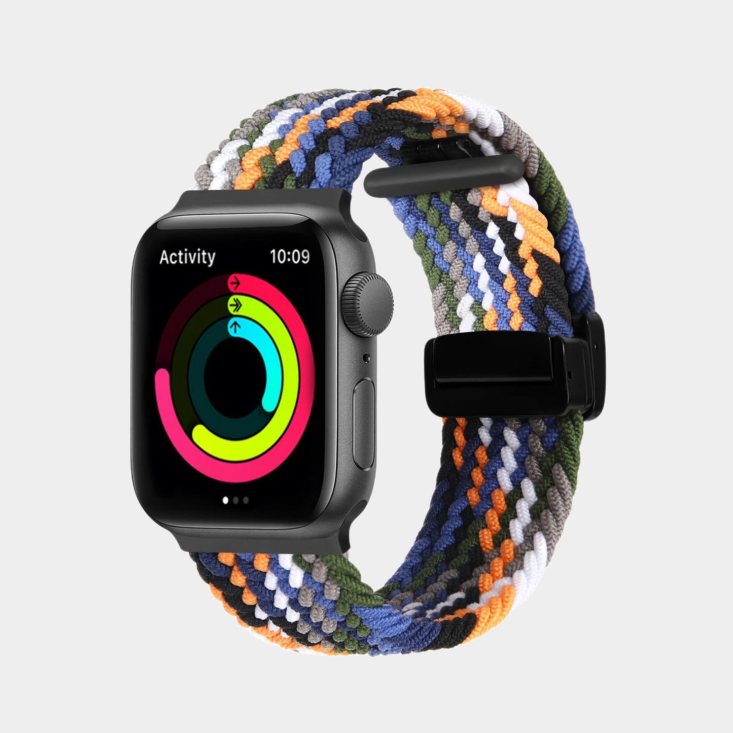 Magnetic Foldover Buckle Nylon Braid Band For Apple Watch