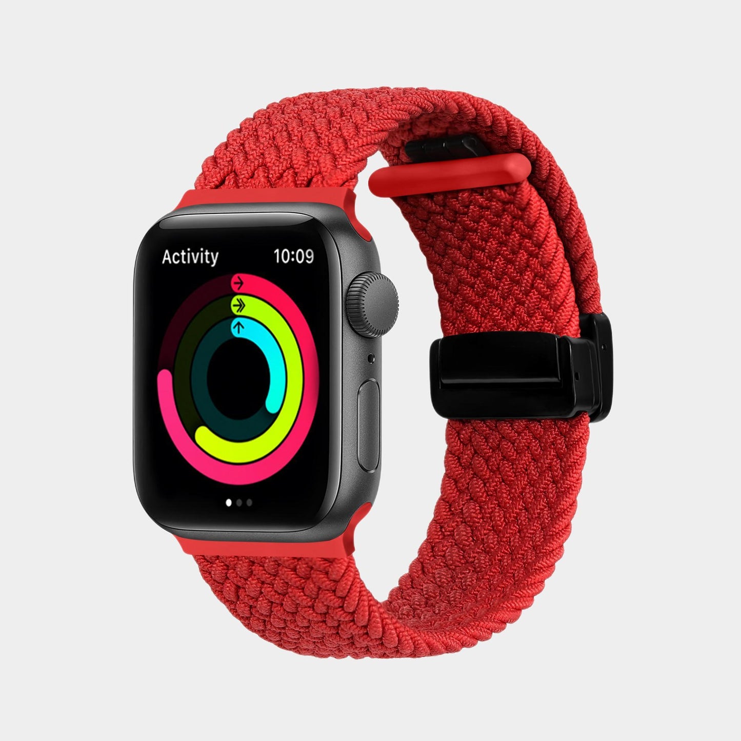 Magnetic Foldover Buckle Nylon Braid Band For Apple Watch