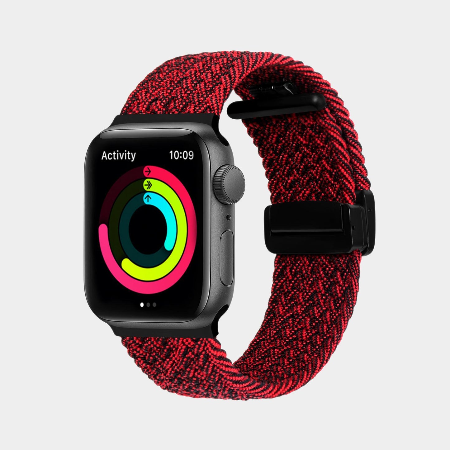 Magnetic Foldover Buckle Nylon Braid Band For Apple Watch