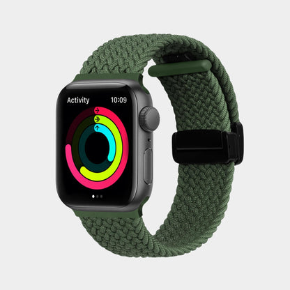 Magnetic Foldover Buckle Nylon Braid Band For Apple Watch