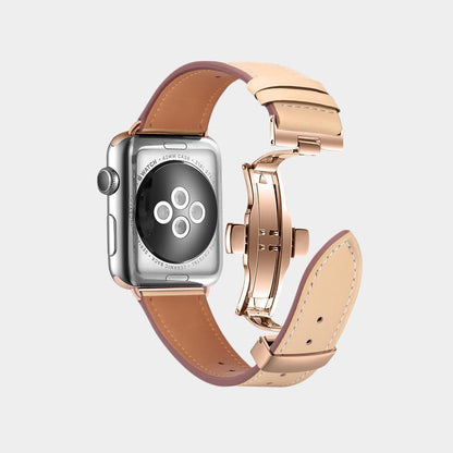 Narrow Waist Leather Butterfly Buckle Band For Apple Watch