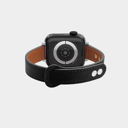 Narrow Leather Double Pin Clasp Band For Apple Watch