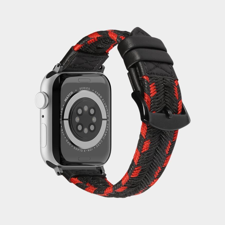 Leather Nylon Stitching Band For Apple Watch