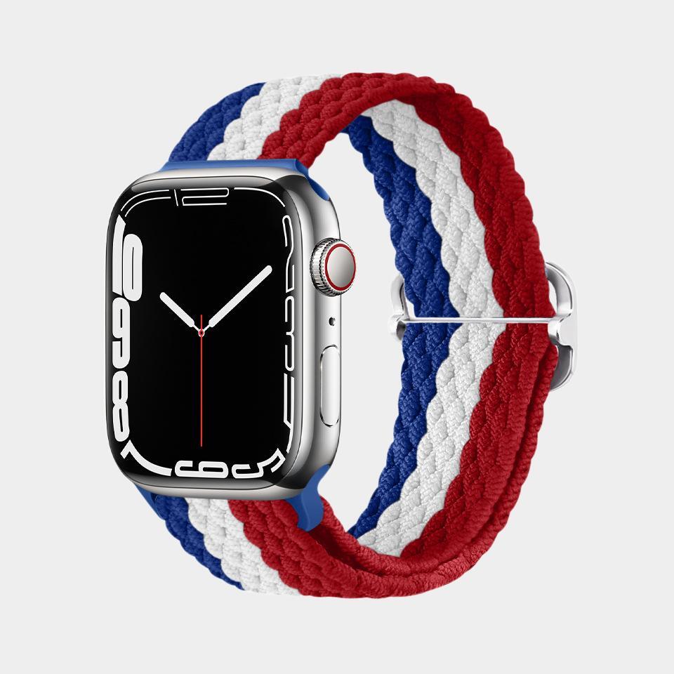 Multicolor Nylon Braided Buckle Band For Apple Watch