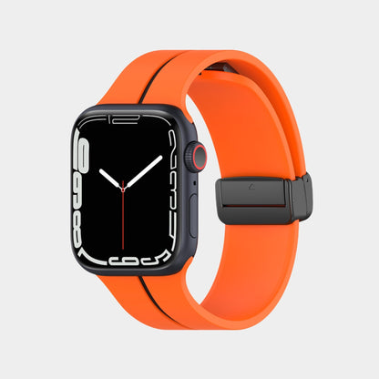 Magnetic Folding Buckle Stripe Silicone Band For Apple Watch