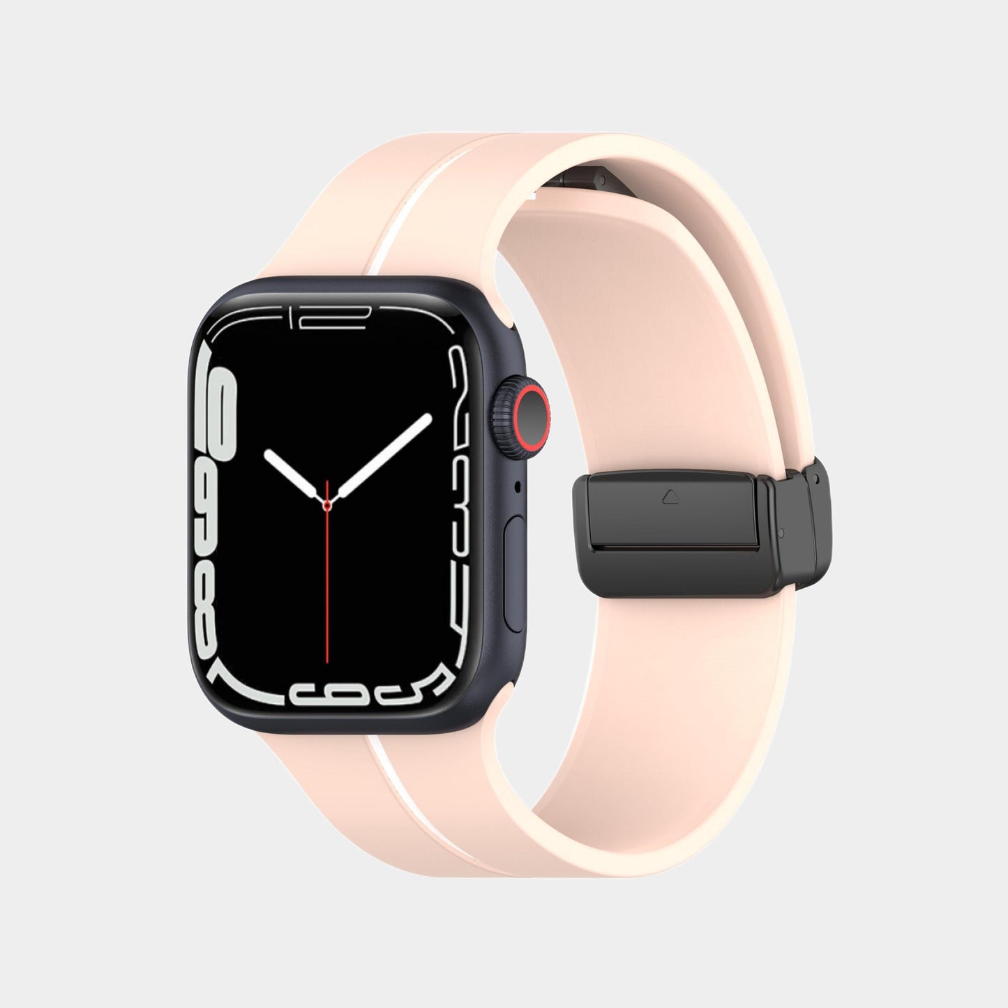 Magnetic Folding Buckle Stripe Silicone Band For Apple Watch