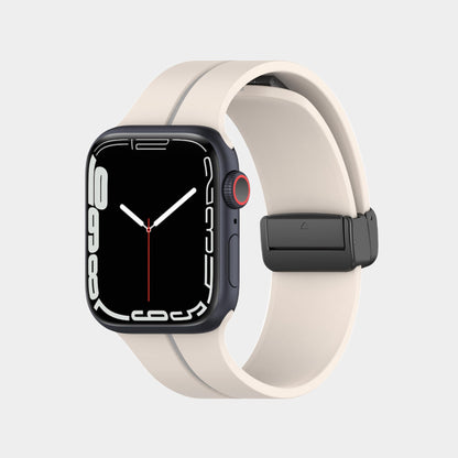 Magnetic Folding Buckle Stripe Silicone Band For Apple Watch