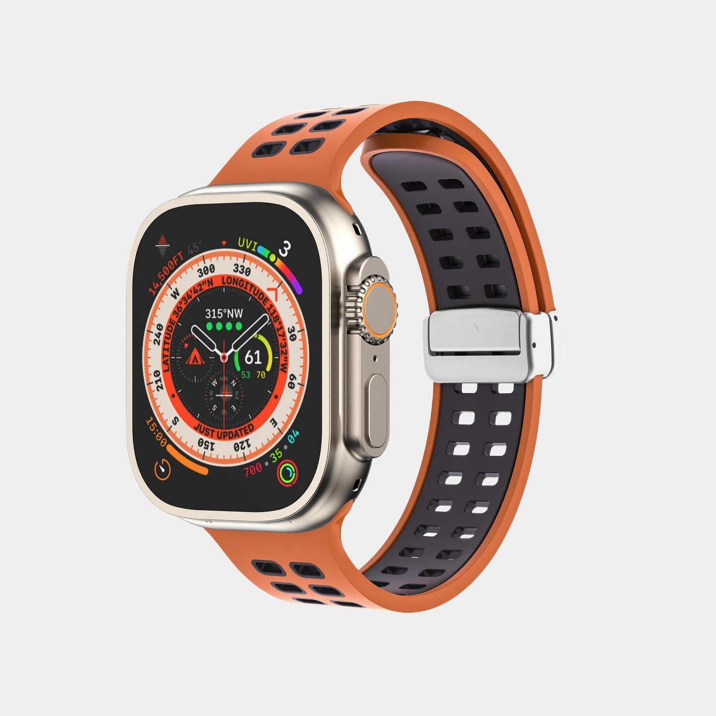 Magnetic Folding Buckle Two-Color Silicone Band For Apple Watch