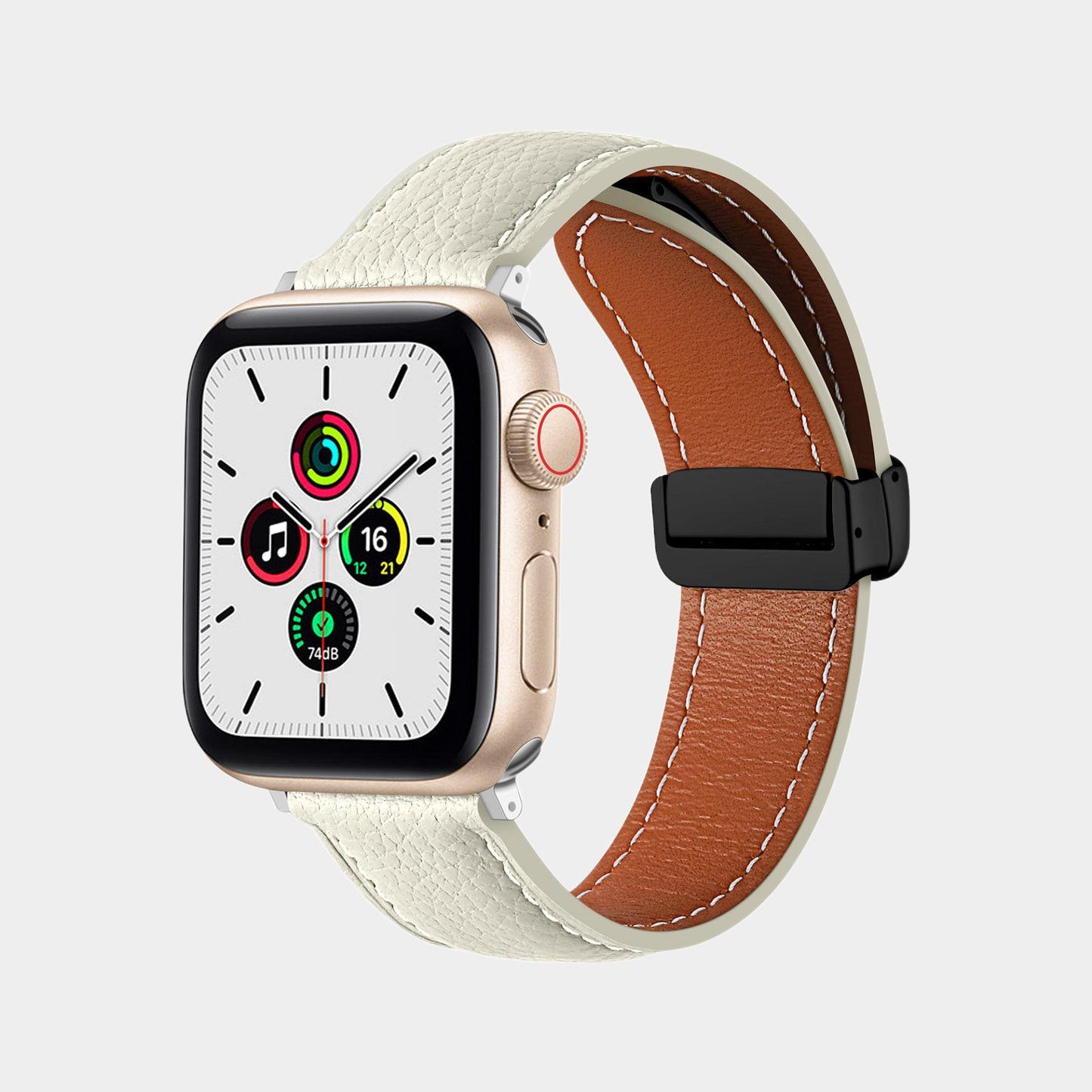 Magnetic Folding Buckle Lychee Pattern Leather Band  For Apple Watch